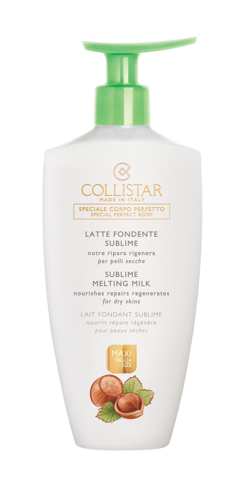 Collistar Speciale Corpo Perfetto Maxi Taglia latte fondente sublime -nutre ripara protegge con olio di Nocciola Italiana per pelli secche 400 ml