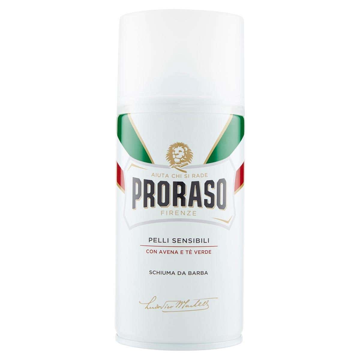 PRORASO SCHIUMA DA BARBA PER PELLI SENSIBILI CON TE' VERDE E AVENA 300 ML
