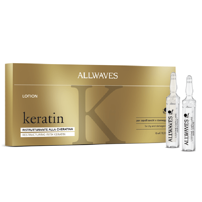 Allwaves Keratin – Lozione ristrutturante alla Cheratina Box 12 fiale da 10 ml.